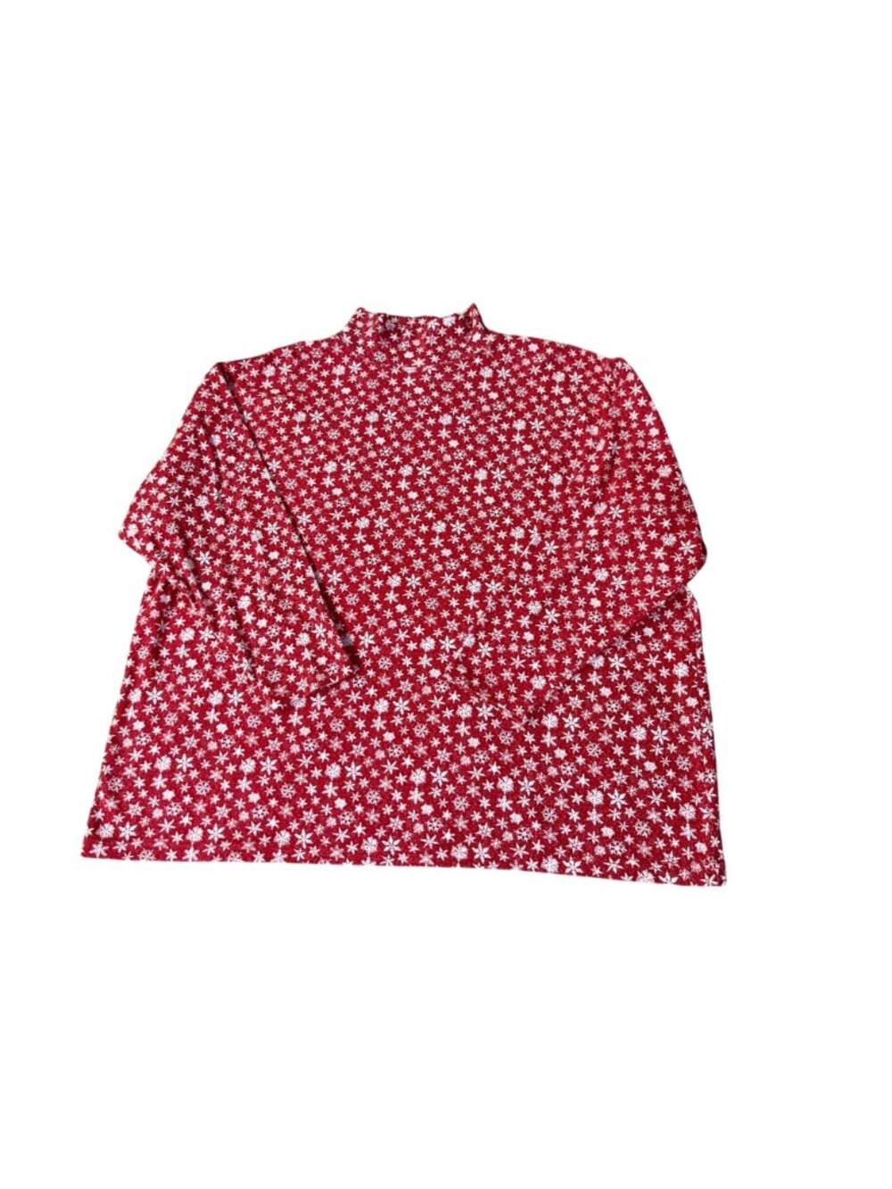 Willow Bay Womens 22W 24W 3X Red White Snowflake Mock Neck Knit Top Used - Picture 3 of 10